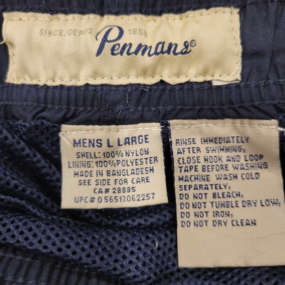 Mens Bathing Suit Trunks By Penman Light Weight Quick Dry L - Picture 4 of 5